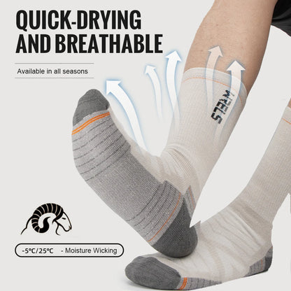 Chaussettes en laine mérinos WRELS pour la randonnée et la course à pied. Douces, légères, amortissantes, mi-mollet, respirantes, idéales pour le cyclisme.